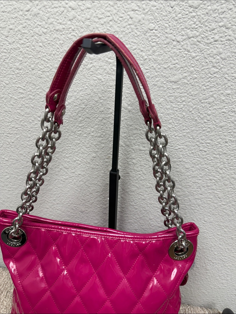 Coach Poppy Quilted Patent Shoulder Bag in Hot Pink - Picture 9 of 14